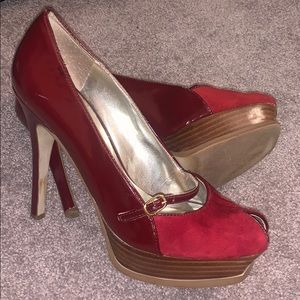 *Guess by Marciano* Red Peep-toe Heels. Size 6.